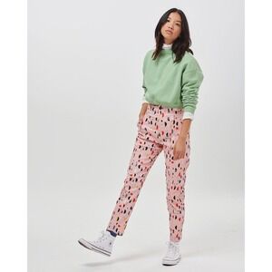 Lucy & Yak Pink Geometric Abstract Print High Waisted Tapered Pants Size 26